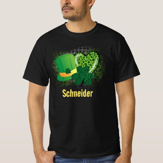 Gepersonaliseerde naam St Patrick's Day Shamrock C T-shirt (Voorkant)