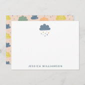 Gepersonaliseerde naam Stationery Cloud Raining Ki Bedankkaart (Voorkant / Achterkant)
