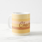 Gepersonaliseerde Naam Stijlvolle Beige Strepen Koffiemok (Voorkant links)