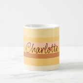 Gepersonaliseerde Naam Stijlvolle Beige Strepen Koffiemok (Center)