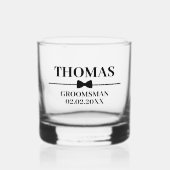 Gepersonaliseerde naam Stijlvolle Groomsman Voorst Whisky Glas (Voorkant)