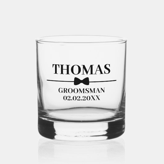Gepersonaliseerde naam Stijlvolle Groomsman Voorst Whisky Glas (Voorkant)
