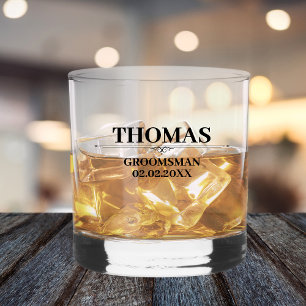 Gepersonaliseerde naam Stijlvolle Groomsman Voorst Whisky Glas