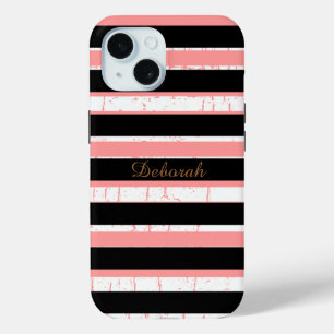 gepersonaliseerde naam . strepen iPhone 15 case