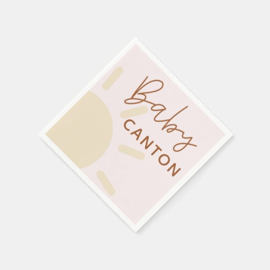 Gepersonaliseerde naam Sunshine Boho Baby shower Servet (Hoek)