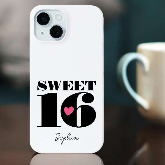 Gepersonaliseerde naam Sweet 16 Verjaardag Retro W Case-Mate iPhone Case