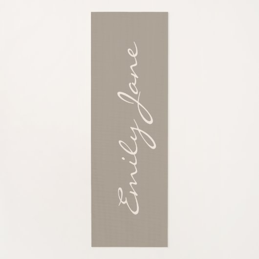 Gepersonaliseerde naam Taupe Elegant handgeschreve Yogamat (Voorkant)