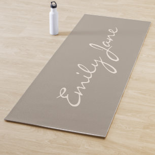Gepersonaliseerde naam Taupe Elegant handgeschreve Yogamat