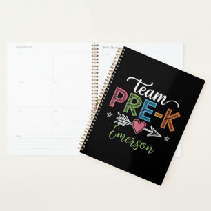 Gepersonaliseerde naam team Pre-K kleuterleidster Planner