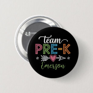 Gepersonaliseerde naam team pre-k kleuterleidster  ronde button 5,7 cm