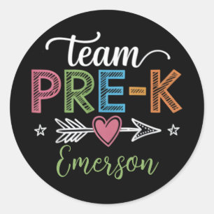 Gepersonaliseerde naam team Pre-K kleuterleidster  Ronde Sticker