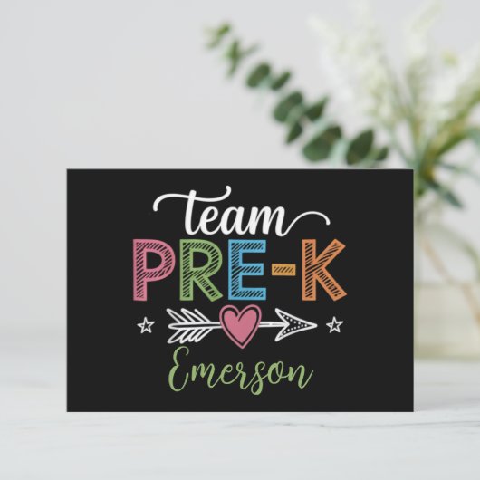 Gepersonaliseerde Naam Team Pre-K Pre-School Leraa Bedankkaart (Staand voorkant)