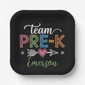 Gepersonaliseerde Naam Team Pre-K Pre-School Leraa Papieren Bordje (Voorkant)