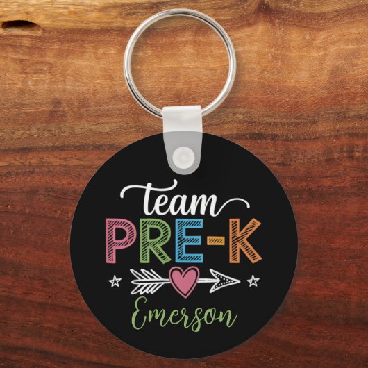 Gepersonaliseerde Naam Team Pre-K Pre-School Leraa Sleutelhanger (Voorkant)