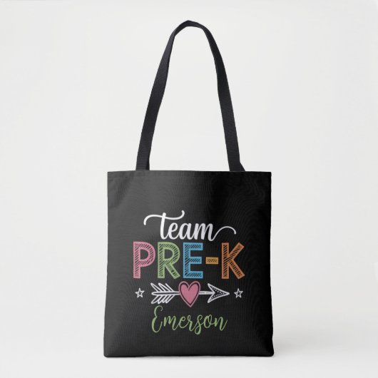 Gepersonaliseerde Naam Team Pre-K Pre-School Leraa Tote Bag (Voorkant)