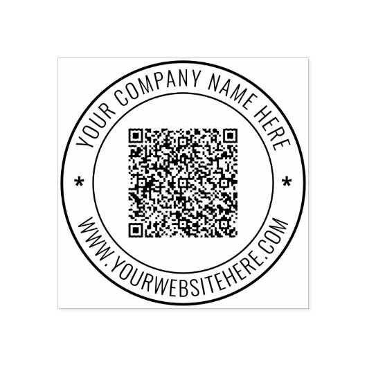 Gepersonaliseerde naam tekst QR-code ronde rubbere Rubberstempel (Afrduk)