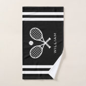 Gepersonaliseerde naam Tennis Black Stripes Handdoek (Handdoek)