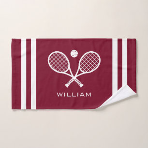 Gepersonaliseerde naam Tennis Bourgondië Strepen Handdoek
