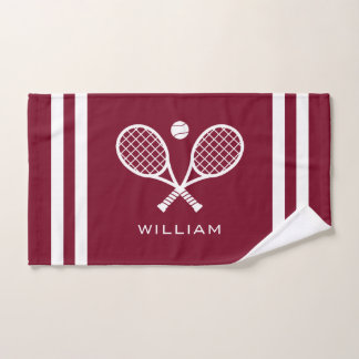 Gepersonaliseerde naam Tennis Bourgondië Strepen Handdoek