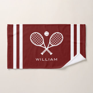 Gepersonaliseerde naam Tennis Donkerrode strepen Handdoek