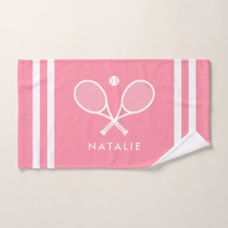 Gepersonaliseerde naam Tennis Roze Strepen Handdoek