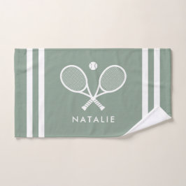 Gepersonaliseerde naam Tennis Sage Groene strepen Handdoek