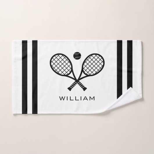 Gepersonaliseerde naam Tennis White Stripes Handdoek (Handdoek)