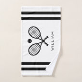 Gepersonaliseerde naam Tennis White Stripes Handdoek (Handdoek)