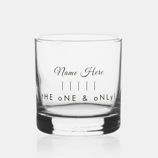 Gepersonaliseerde naam "The One & Only" Elegant Mo Whisky Glas (Voorkant)