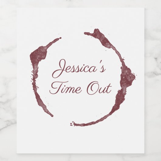 Gepersonaliseerde naam Time Out wijnvlek Wijn Etiket (Enkel label)