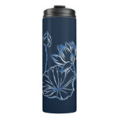 Gepersonaliseerde naam toevoegen Navy Blue Lotus P Thermosbeker (Voorkant)