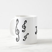 Gepersonaliseerde naam Treble Clefs Muzieknoten Mu Koffiemok (Voorkant links)