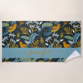 Gepersonaliseerde naam Tropische Patroonachtergron Strandlaken (Voorkant)