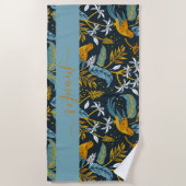 Gepersonaliseerde naam Tropische Patroonachtergron Strandlaken (Voorkant)