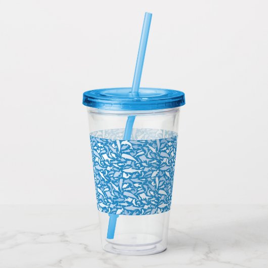 gepersonaliseerde naam tumbler fish shark acryl drinkbeker (Achterkant)
