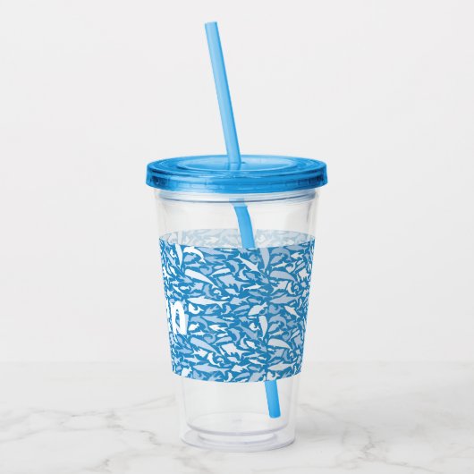 gepersonaliseerde naam tumbler fish shark acryl drinkbeker (Links)