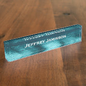 Gepersonaliseerde Naam Turquoise Faux Hout Acryl Naambordje (Zijkant)