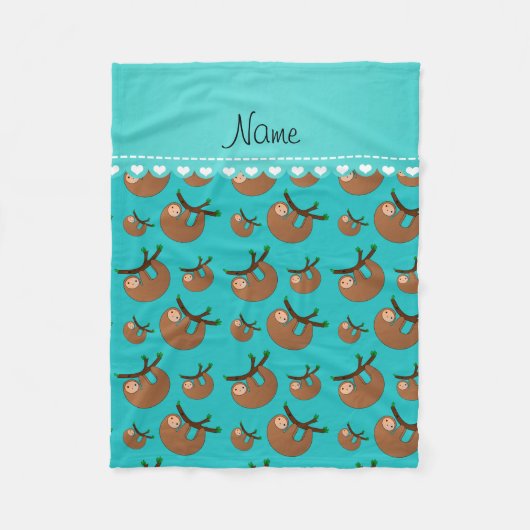 Gepersonaliseerde naam turquoise-slotepatroon fleece deken (Voorkant)