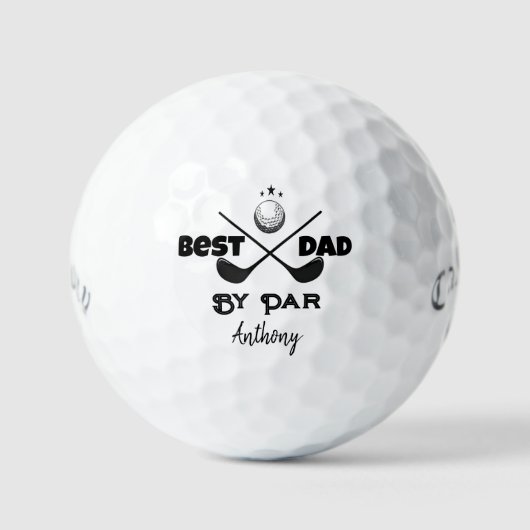 Gepersonaliseerde naam Vaderdag Best Dad By Par Golfballen (Voorkant)