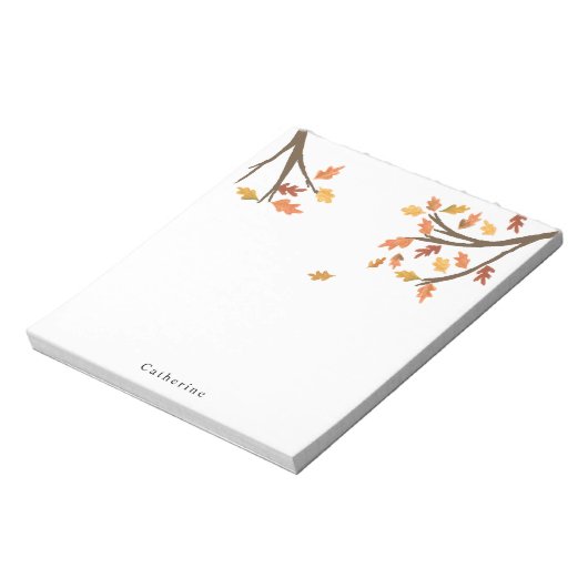 Gepersonaliseerde naam Vallende herfstbladeren Her Notitieblok (Linkerzijde)