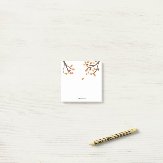 Gepersonaliseerde naam Vallende herfstbladeren Her Post-it® Notes (Op bureau)