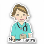 Gepersonaliseerde naam van de brunette verpleegkun sticker (Voorkant)
