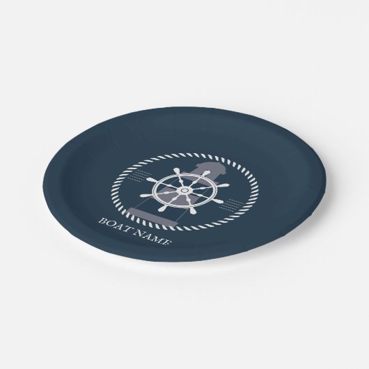 Gepersonaliseerde naam van de nautische boot papieren bordje (Gekanteld)