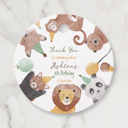 Gepersonaliseerde naam van de partij die dieren ve bedankjes labels (Voorkant)