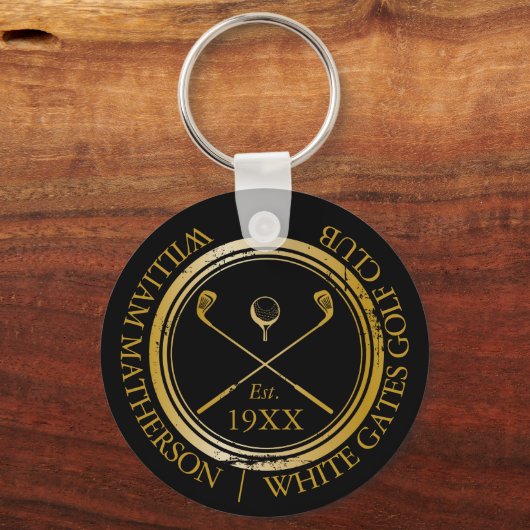 Gepersonaliseerde naam van de zwarte en gouden gol sleutelhanger (Achterkant)