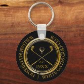 Gepersonaliseerde naam van de zwarte en gouden gol sleutelhanger (Voorkant)