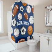 Gepersonaliseerde naam van toegewezen sport Navy B Douchegordijn (In situ)