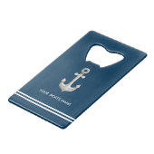 Gepersonaliseerde naam van uw boot creditkaart flessenopener (Voorkant Gekanteld)