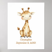 Gepersonaliseerde naam Verjaardag Giraffe Kwekerij Poster (Voorkant)