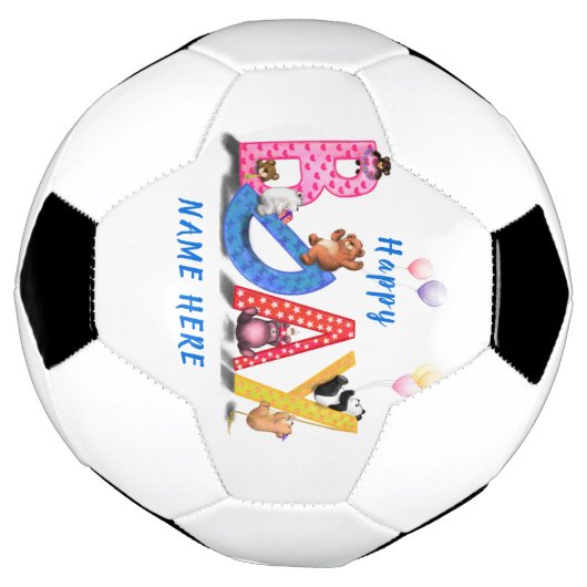Gepersonaliseerde Naam Verjaardag Voetbal Beer Par (Gedraaid)